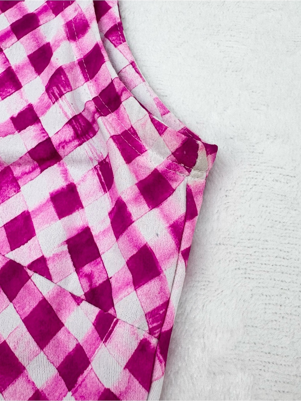 IBKUL Women's XS Gingham Check Print Sleeveless Zip Mock Dress Pink - Picture 4 of 7